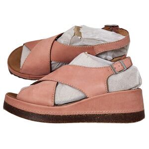 Clarks Kassanda Step Wedge Sandal Women's Size 9.5 Peach Nubuck